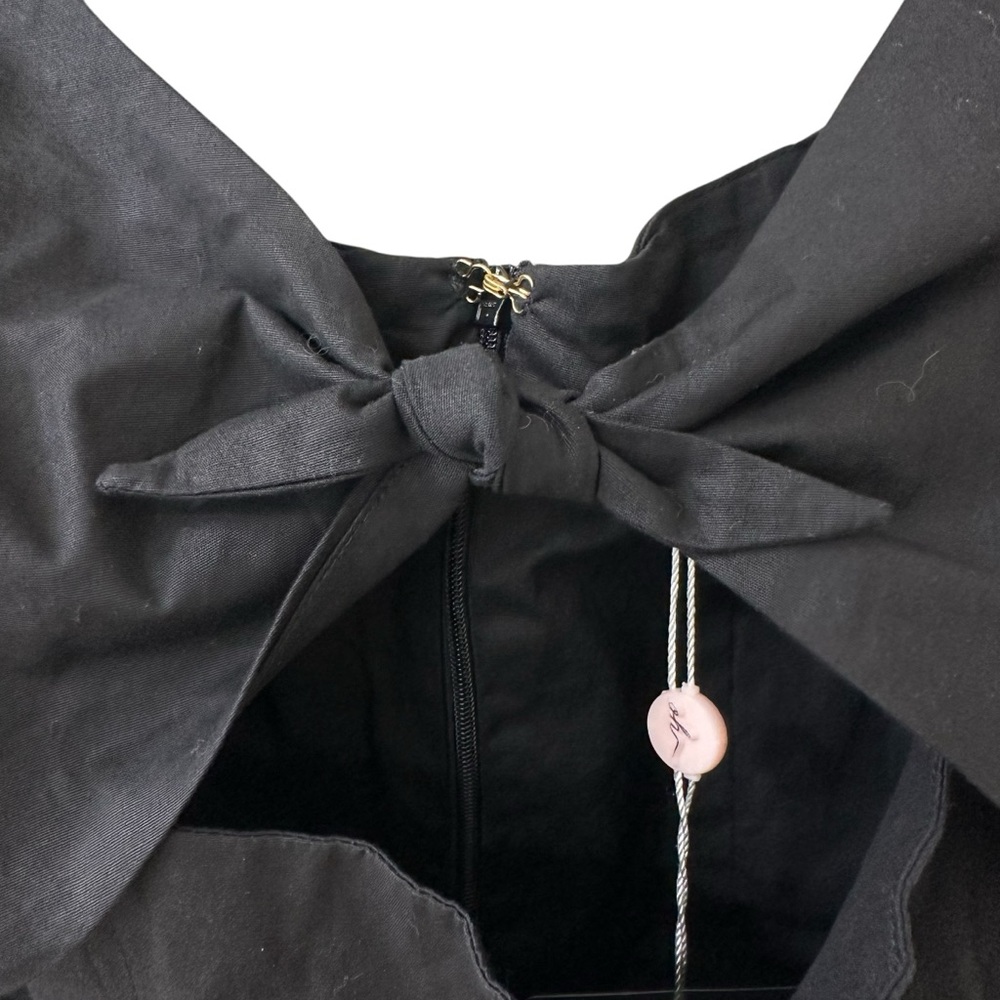 NWT Oh Polly Black Tie-Front Babydoll Mini Dress, Size 4 - Picture 5 of 7